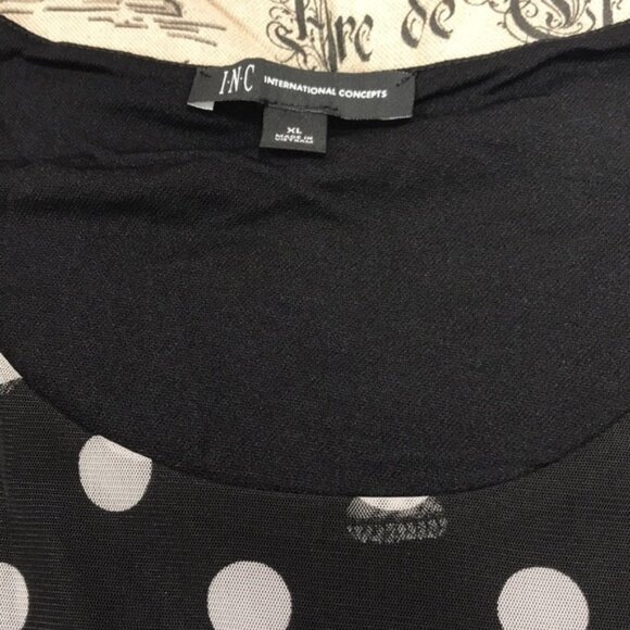 Inc Polka-Dot Sheer-Sleeve Top - Picture 4 of 5